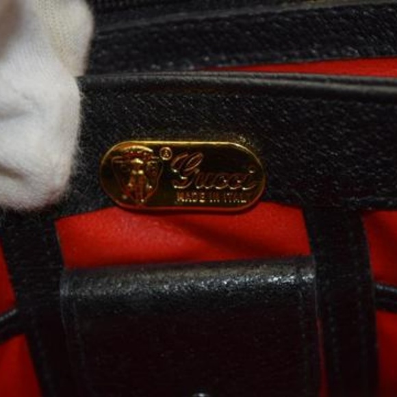 Vintage RARE Mod Buttery Soft Black Leather Gold - Picture 4 of 8